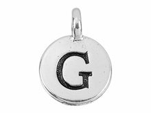 Load image into Gallery viewer, TierraCast Pewter Alphabet Charm Antique Silver Plated -  G