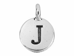 TierraCast Pewter Alphabet Charm Antique Silver Plated -  J