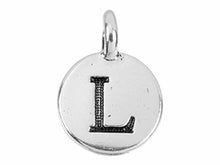 Load image into Gallery viewer, TierraCast Pewter Alphabet Charm Antique Silver Plated -  L