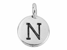 Load image into Gallery viewer, TierraCast Pewter Greek Alphabet Charm Antique Silver Plated -  Nu