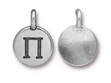 Load image into Gallery viewer, TierraCast Pewter Greek Alphabet Charm Antique Silver Plated -  PI
