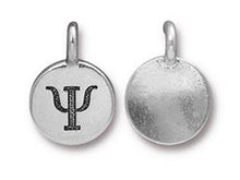 Load image into Gallery viewer, TierraCast Pewter Greek Alphabet Charm Antique Silver Plated -  Psi