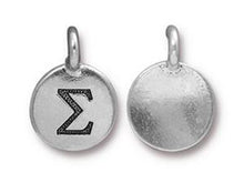 Load image into Gallery viewer, TierraCast Pewter Greek Alphabet Charm Antique Silver Plated -  Sigma