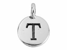 Load image into Gallery viewer, TierraCast Pewter Greek Alphabet Charm Antique Silver Plated -  Tau