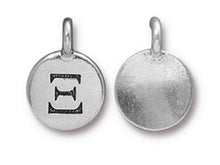 Load image into Gallery viewer, TierraCast Pewter Greek Alphabet Charm Antique Silver Plated -  Xi