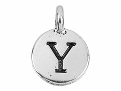 TierraCast Pewter Greek Alphabet Charm Antique Silver Plated -  Upsilon