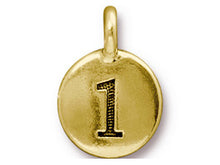 Load image into Gallery viewer, TierraCast Pewter Number Charm Antique gold Plated - 1