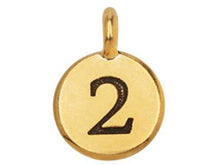 Load image into Gallery viewer, TierraCast Pewter Number Charm Antique gold Plated - 2