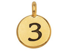 Load image into Gallery viewer, TierraCast Pewter Number Charm Antique gold Plated - 3