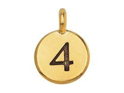 TierraCast Pewter Number Charm Antique gold Plated - 4