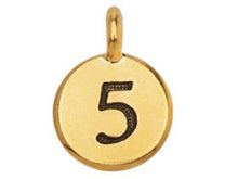 Load image into Gallery viewer, TierraCast Pewter Number Charm Antique gold Plated - 5