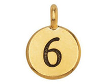 Load image into Gallery viewer, TierraCast Pewter Number Charm Antique gold Plated - 6