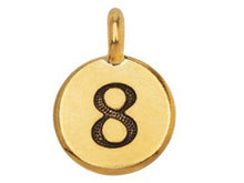 Load image into Gallery viewer, TierraCast Pewter Number Charm Antique gold Plated - 8