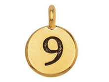 Load image into Gallery viewer, TierraCast Pewter Number Charm Antique gold Plated - 9