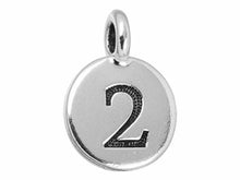 Load image into Gallery viewer, TierraCast Pewter Number Charm Antique Silver Plated - 2