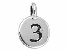 Load image into Gallery viewer, TierraCast Pewter Number Charm Antique Silver Plated - 3