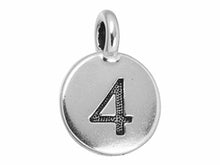 Load image into Gallery viewer, TierraCast Pewter Number Charm Antique Silver Plated - 4
