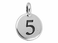 Load image into Gallery viewer, TierraCast Pewter Number Charm Antique Silver Plated - 5