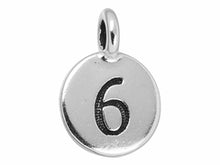 Load image into Gallery viewer, TierraCast Pewter Number Charm Antique Silver Plated - 6