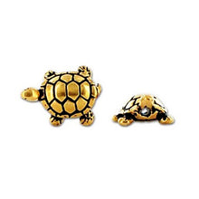 Load image into Gallery viewer, 5pcs- Turtle Beads 15mm , 22K gold Plated Tierracast Pewter - P5538GA - BeadPrism