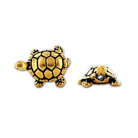 5pcs- Turtle Beads 15mm , 22K gold Plated Tierracast Pewter - P5538GA - BeadPrism