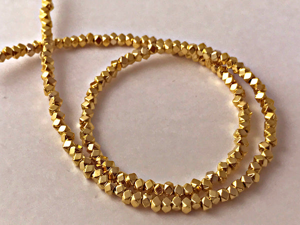 3mm Gold Plated Faceted Beads Strand, 160 Beads - BeadPrism