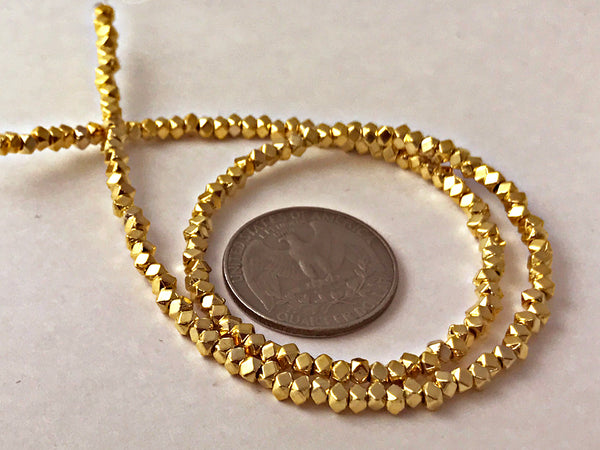 3mm Gold Plated Faceted Beads Strand, 160 Beads - BeadPrism