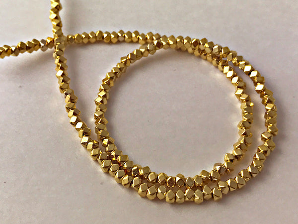 3mm Gold Plated Faceted Beads Strand, 160 Beads - BeadPrism