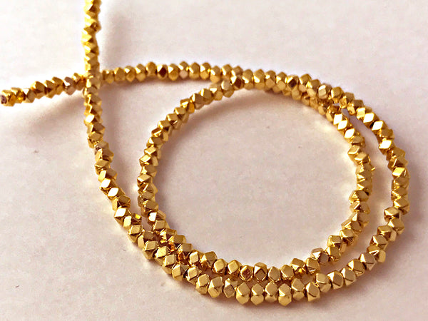 3mm Gold Plated Faceted Beads Strand, 160 Beads - BeadPrism