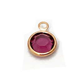 20 Pc Rose Gold Plated Swarovski Birthstone Channel Charms 6mm Rose Gold Plated, Choose Your Color - BeadPrism