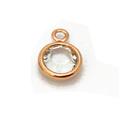 5 Pc Rose Gold Plated Swarovski Birthstone Channel Charms 6mm Rose Gold Plated, Choose Your Color - BeadPrism