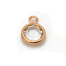 Load image into Gallery viewer, 5 Pc Rose Gold Plated Swarovski Birthstone Channel Charms 6mm Rose Gold Plated, Choose Your Color - BeadPrism