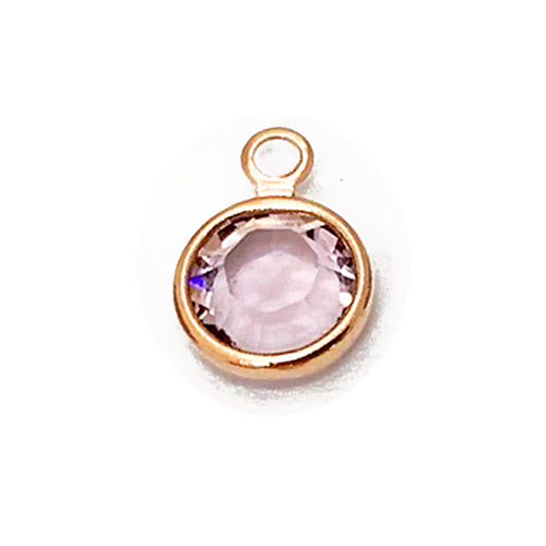 5 Pc Rose Gold Plated Swarovski Birthstone Channel Charms 6mm Rose Gold Plated, Choose Your Color - BeadPrism