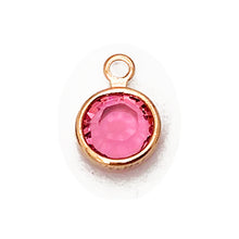 Load image into Gallery viewer, 10 Pc Rose Gold Plated Swarovski Birthstone Channel Charms 6mm Rose Gold Plated, Choose Your Color - BeadPrism