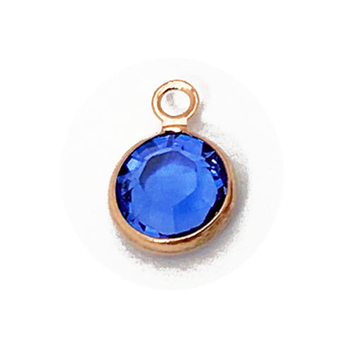 5 Pc Rose Gold Plated Swarovski Birthstone Channel Charms 6mm Rose Gold Plated, Choose Your Color - BeadPrism