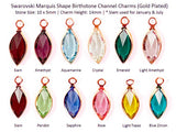 12Pcs Marquis Swarovski Birthstone Charms Rose Gold Plated Bezel 1 of each month R-CCMG-SET12