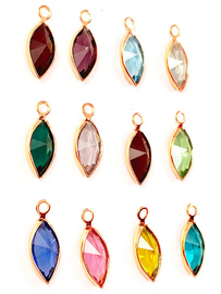 12Pcs Marquis Swarovski Birthstone Charms Rose Gold Plated Bezel 1 of each month R-CCMG-SET12