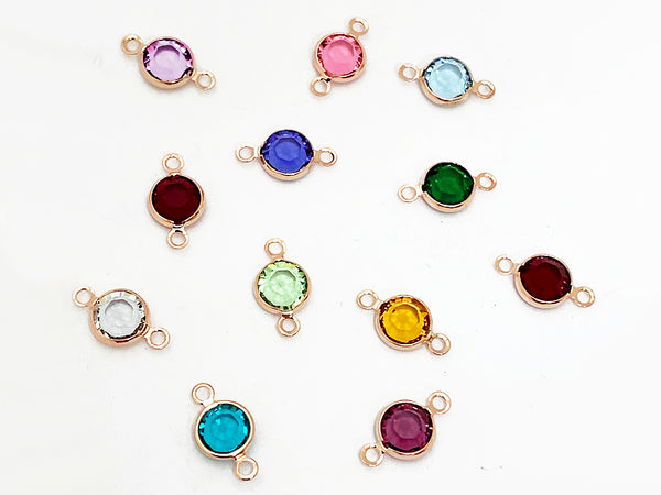 10 New Smaller 4mm Stone Swarovski Birthstone Channel Connectors Links Rose Gold Plated, Choose COLOR R-CLK4G-10