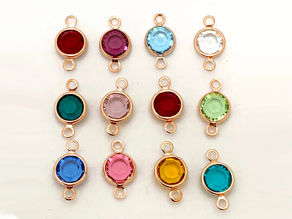 60pc Set of Genuine 6mm Swarovski Birthstone Channel Connectors or Links Rose Gold Plated Links - BeadPrism