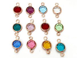 20 Pc Rose Gold Plated Swarovski Birthstone Channel Links 6mm Rose Gold Plated, Choose Your Color - BeadPrism