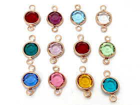 50 pcs Swarovski Birthstones Connectors Rose Gold Plated Choose color, one color only - CLK6G-50 - BeadPrism