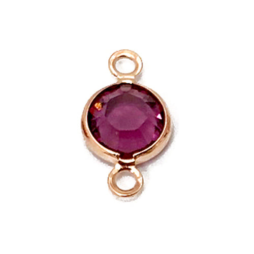 5 Pc Rose Gold Plated Swarovski Birthstone 6mm Channel Links Rose Gold Plated, Choose Your Color - BeadPrism