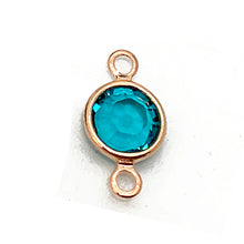 Load image into Gallery viewer, 5 Pc Rose Gold Plated Swarovski Birthstone 6mm Channel Links Rose Gold Plated, Choose Your Color - BeadPrism