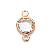 Load image into Gallery viewer, 20 Pc Rose Gold Plated Swarovski Birthstone Channel Links 6mm Rose Gold Plated, Choose Your Color - BeadPrism