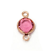 Load image into Gallery viewer, 20 Pc Rose Gold Plated Swarovski Birthstone Channel Links 6mm Rose Gold Plated, Choose Your Color - BeadPrism