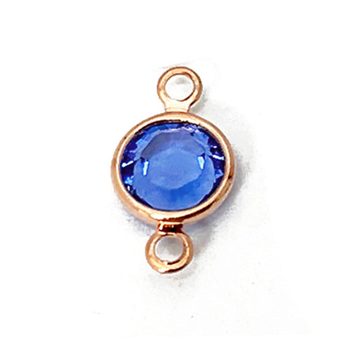 5 Pc Rose Gold Plated Swarovski Birthstone 6mm Channel Links Rose Gold Plated, Choose Your Color - BeadPrism