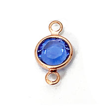 Load image into Gallery viewer, 20 Pc Rose Gold Plated Swarovski Birthstone Channel Links 6mm Rose Gold Plated, Choose Your Color - BeadPrism