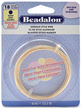 Load image into Gallery viewer, 18 Gauge German Style Round Basemetal Wire Gold, Silver, Copper 4 meter - Beadalon
