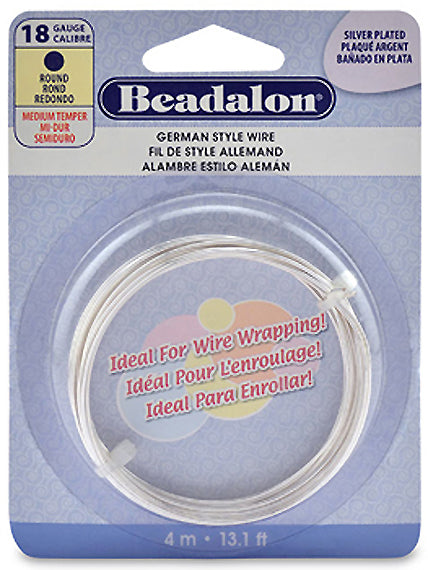 18 Gauge German Style Round Basemetal Wire Gold, Silver, Copper 4 meter - Beadalon