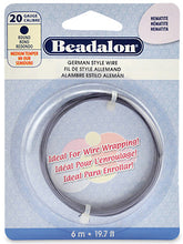 Load image into Gallery viewer, 20 Gauge German Style Round Basemetal Wire Gold, Silver, Copper, Hematite, Antique Brass, Satin Brass, 6 meter - Beadalon